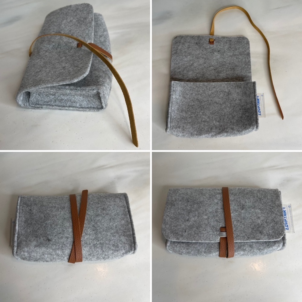 Gray Thick Felt Toiletry Bag